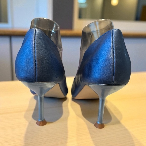 Halston Blue Vegan Leather Pointed Toe Heels Size 10 - Picture 4 of 10